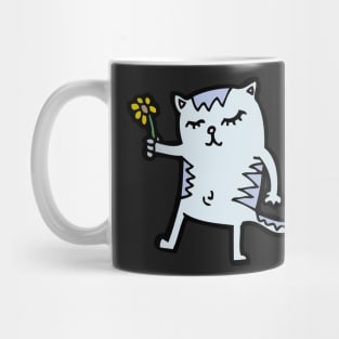 white cat with flower Mug